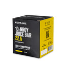 Nduranz Nrgy Juice Bar 22.5 Box - 10 x 28 g citrus flavor, black box with single energy bar packet on white background.