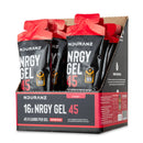 Nduranz Nrgy Gel 45 with Caffeine Box - 16 x 75 g cherry flavor, red and black packets with nutrition info on white background.