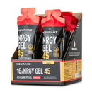 Nduranz Nrgy Gel 45 with Caffeine Box - 16 x 75g mango flavor, red and black packets in a display box on white background.