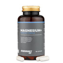 4Endurance Pro Magnesium+ - 90 capsules pack, brown bottle with gold cap and black-blue label showing capsules inside.