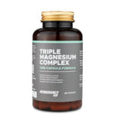 4Endurance Pro Triple Magnesium Complex - 60 capsules, brown bottle with gold cap, grey label, red capsules visible.